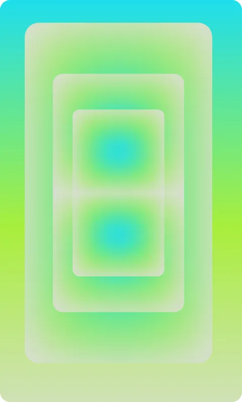 A luminous blue-green generative figure on a soft cream field